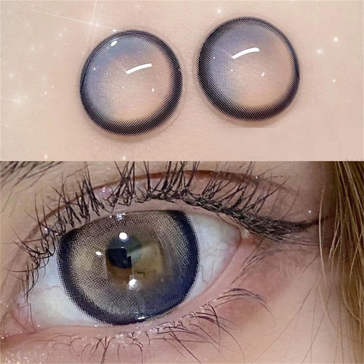 Morningcon Brown foam sandwich Colored Contact Lenses For Eyes Half Yearly 2pcs