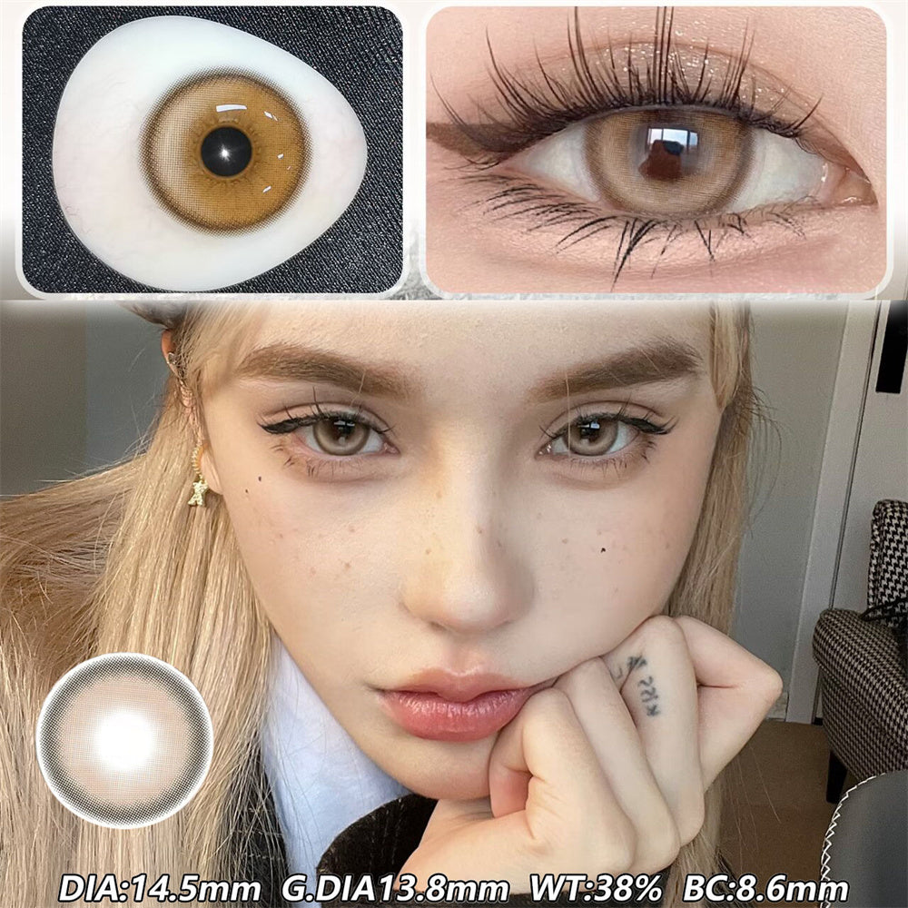Morningcon Blue Coconut Custard Colored Contact Lenses For Eyes Half Yearly 2pcs