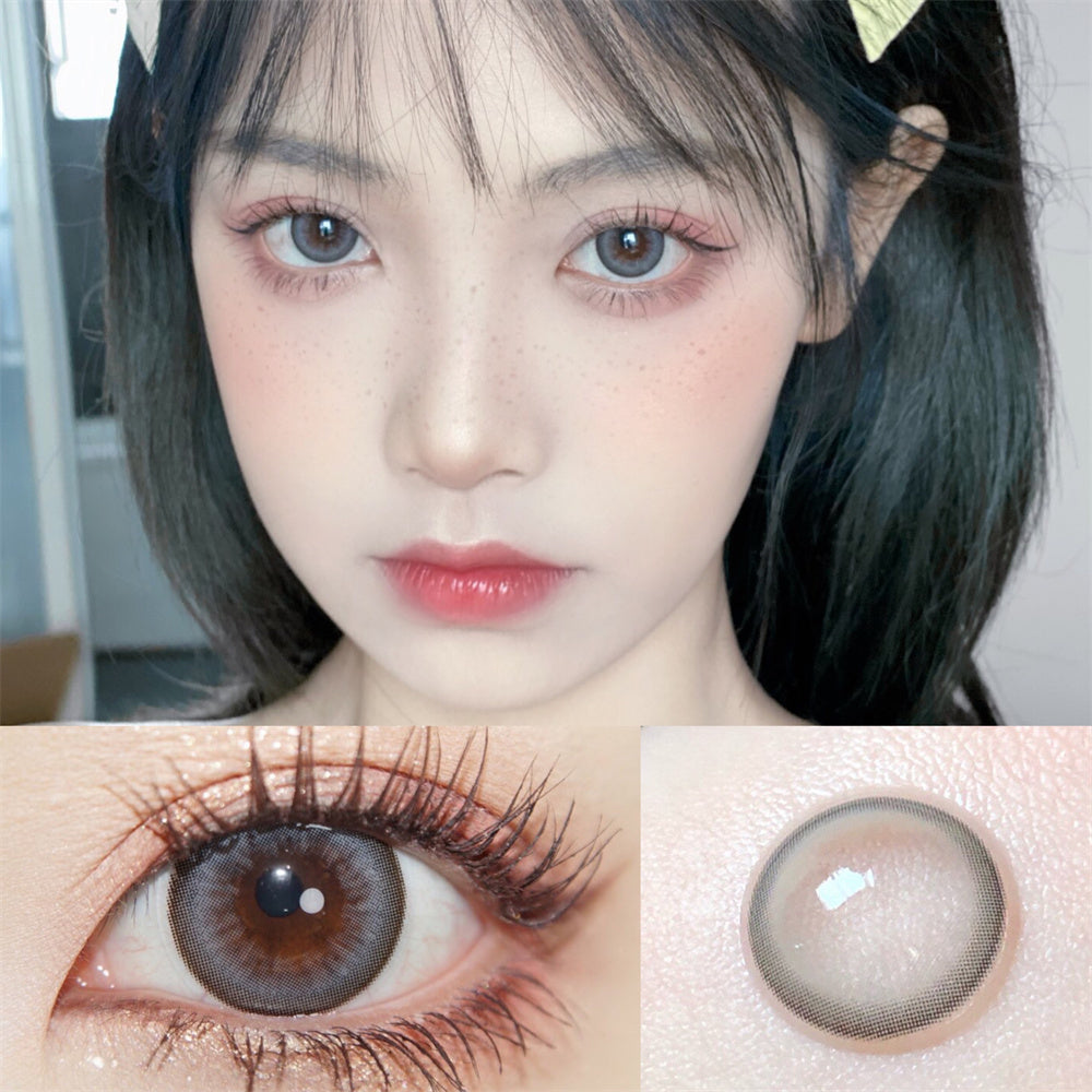 Morningcon Tea Ash Colored Contact Lenses For Eyes Half Yearly 2pcs