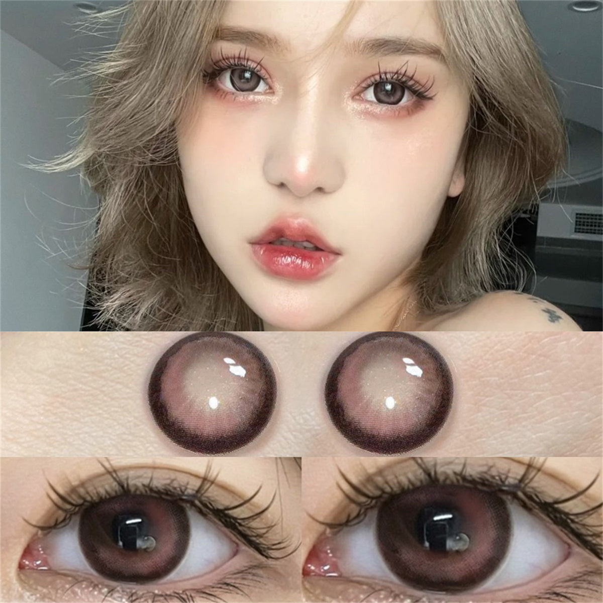 Morningcon Bloom Rose Colored Contact Lenses For Eyes Half Yearly 2pcs