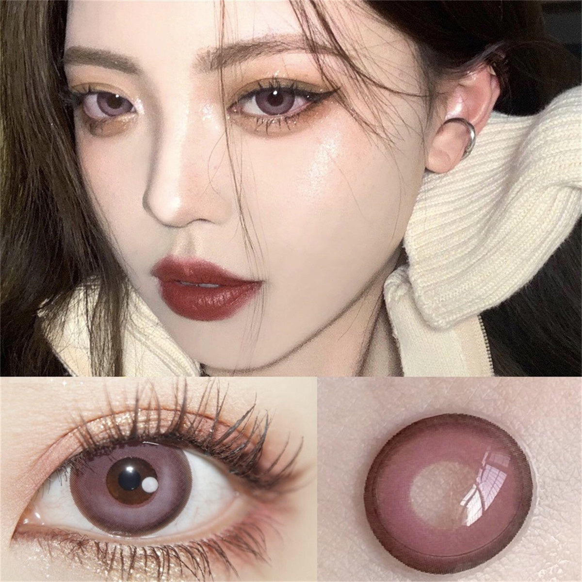 Morningcon Peach Tower Colored Contact Lenses For Eyes Half Yearly 2pcs