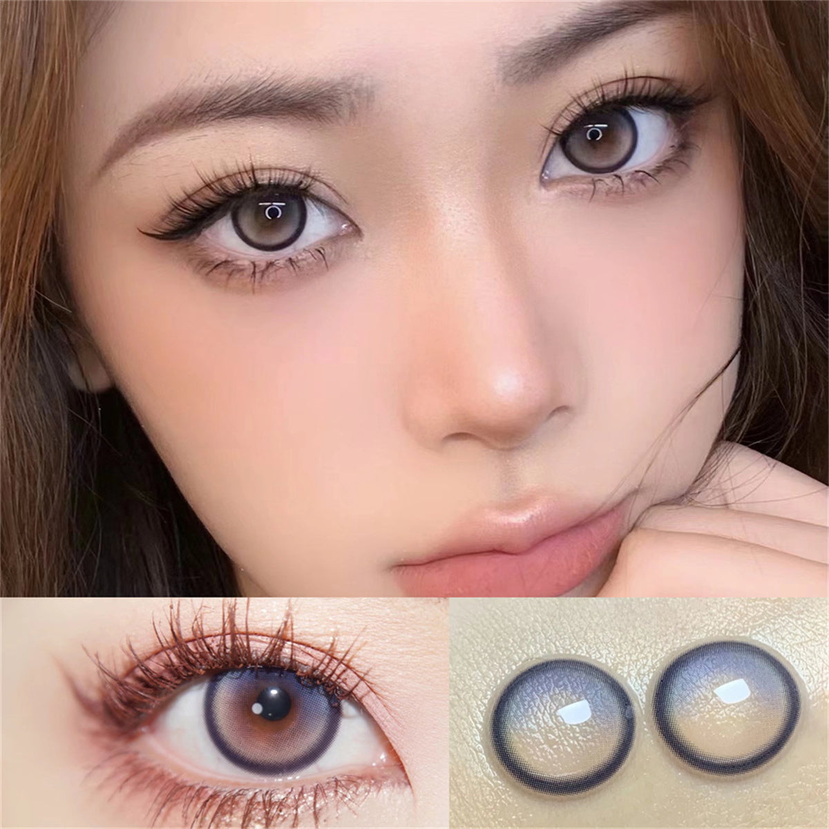 Morningcon Brown foam sandwich Colored Contact Lenses For Eyes Half Yearly 2pcs