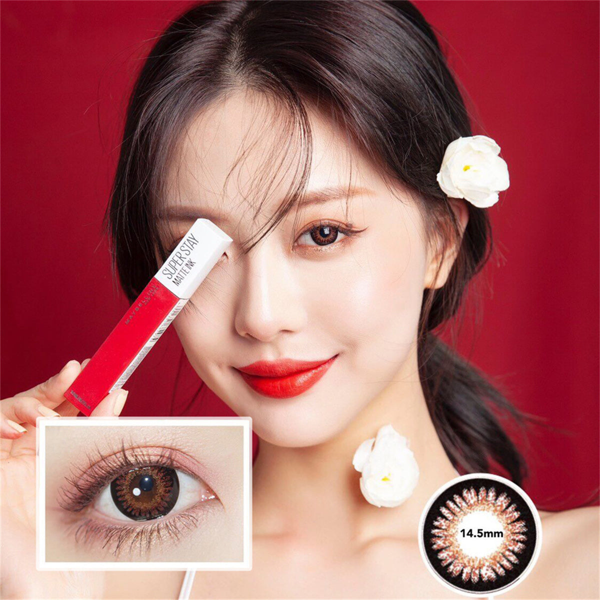 Morningcon Cherries Colored Contact Lenses For Eyes Half Yearly 2pcs