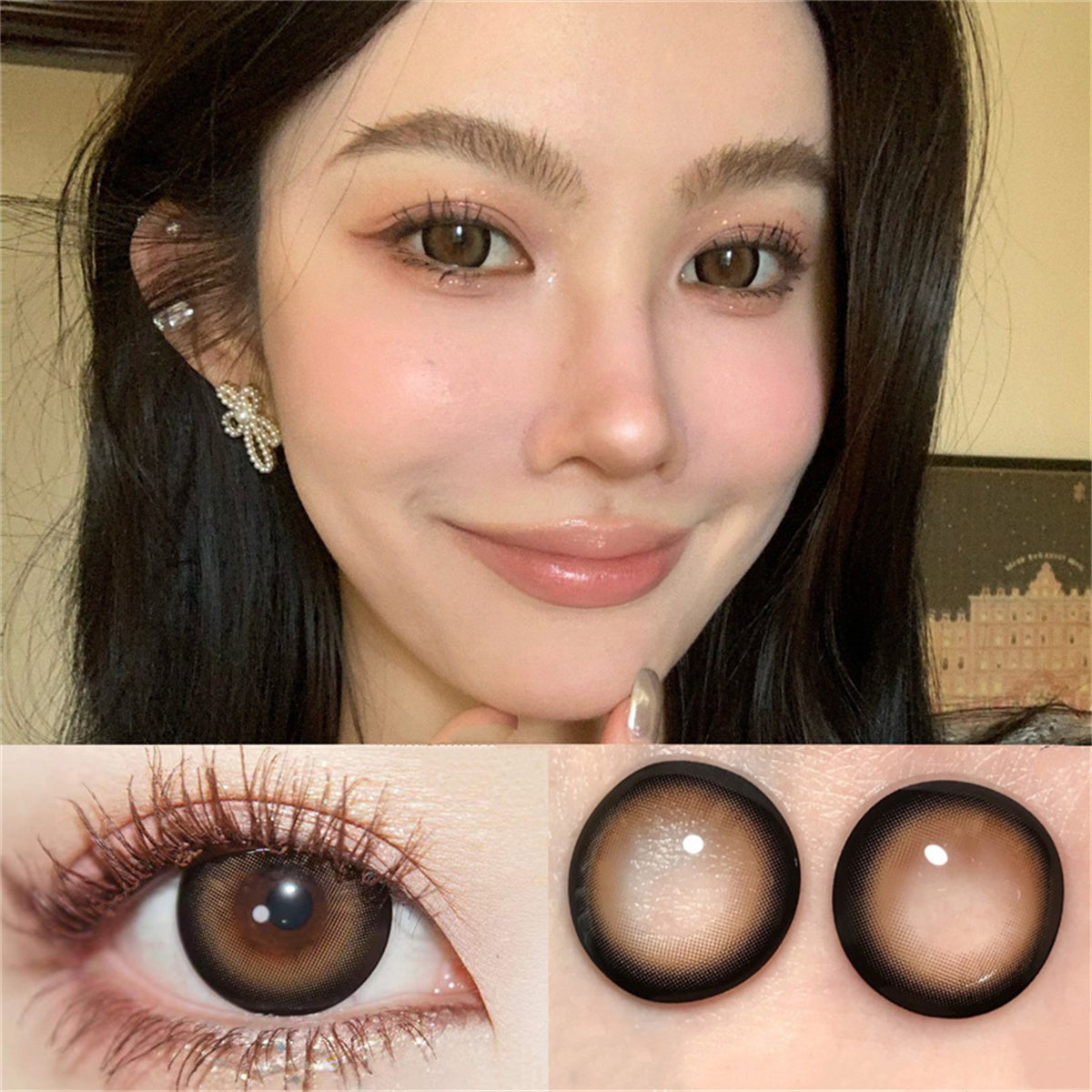 Morningcon Large slices of milk Colored Contact Lenses For Eyes Half Yearly 2pcs