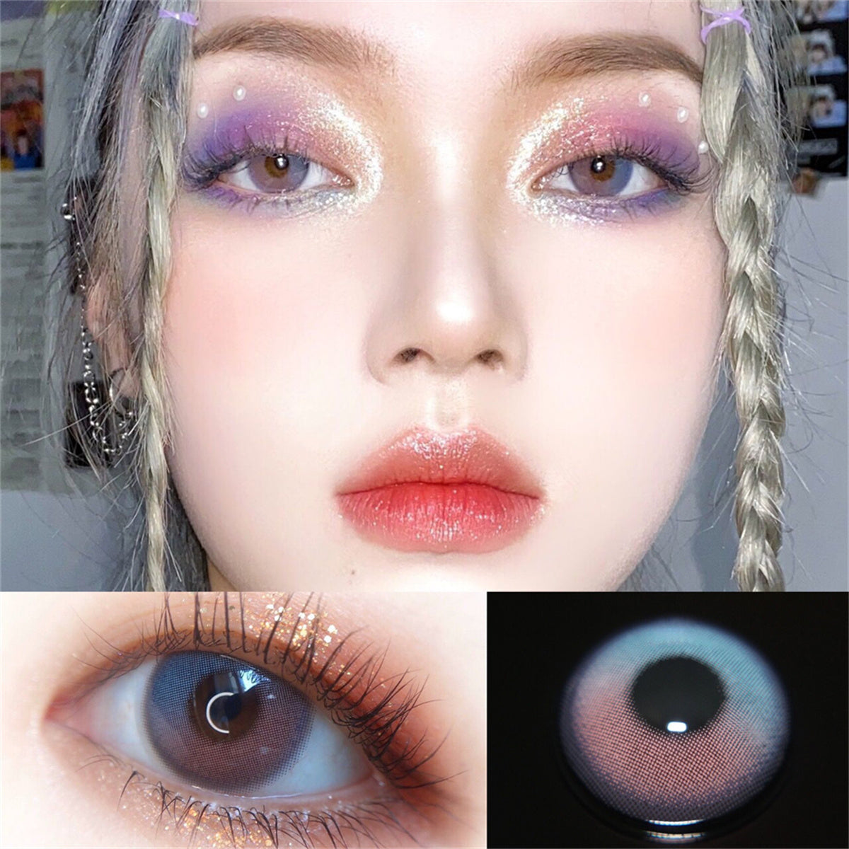 Morningcon Half Sugar Sunset Colored Contact Lenses For Eyes Half Yearly 2pcs