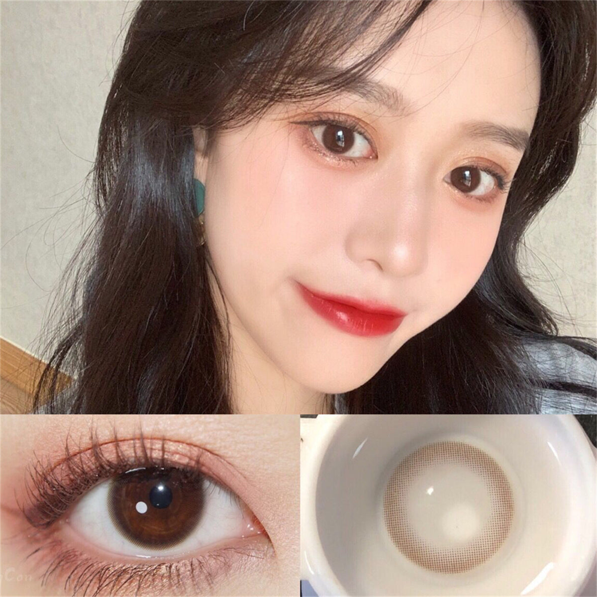 Morningcon Little Warm Coffee Colored Contact Lenses For Eyes Half Yearly 2pcs