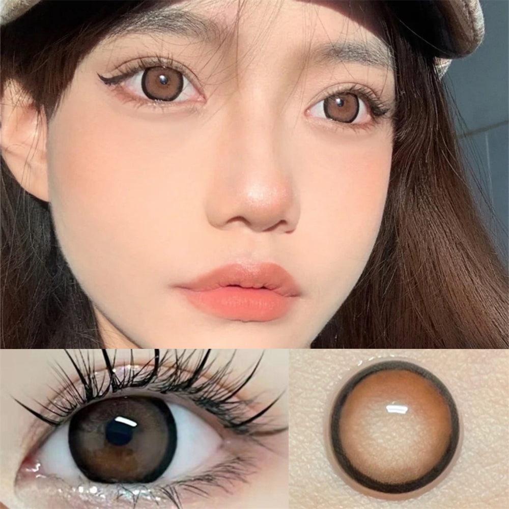 Morningcon Iced Black Tea Brown Colored Contact Lenses For Eyes Half Yearly 2pcs