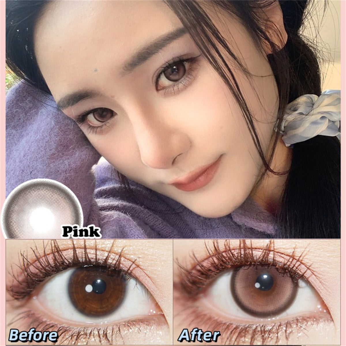 Morningcon Brown foam sandwich Colored Contact Lenses For Eyes Half Yearly 2pcs