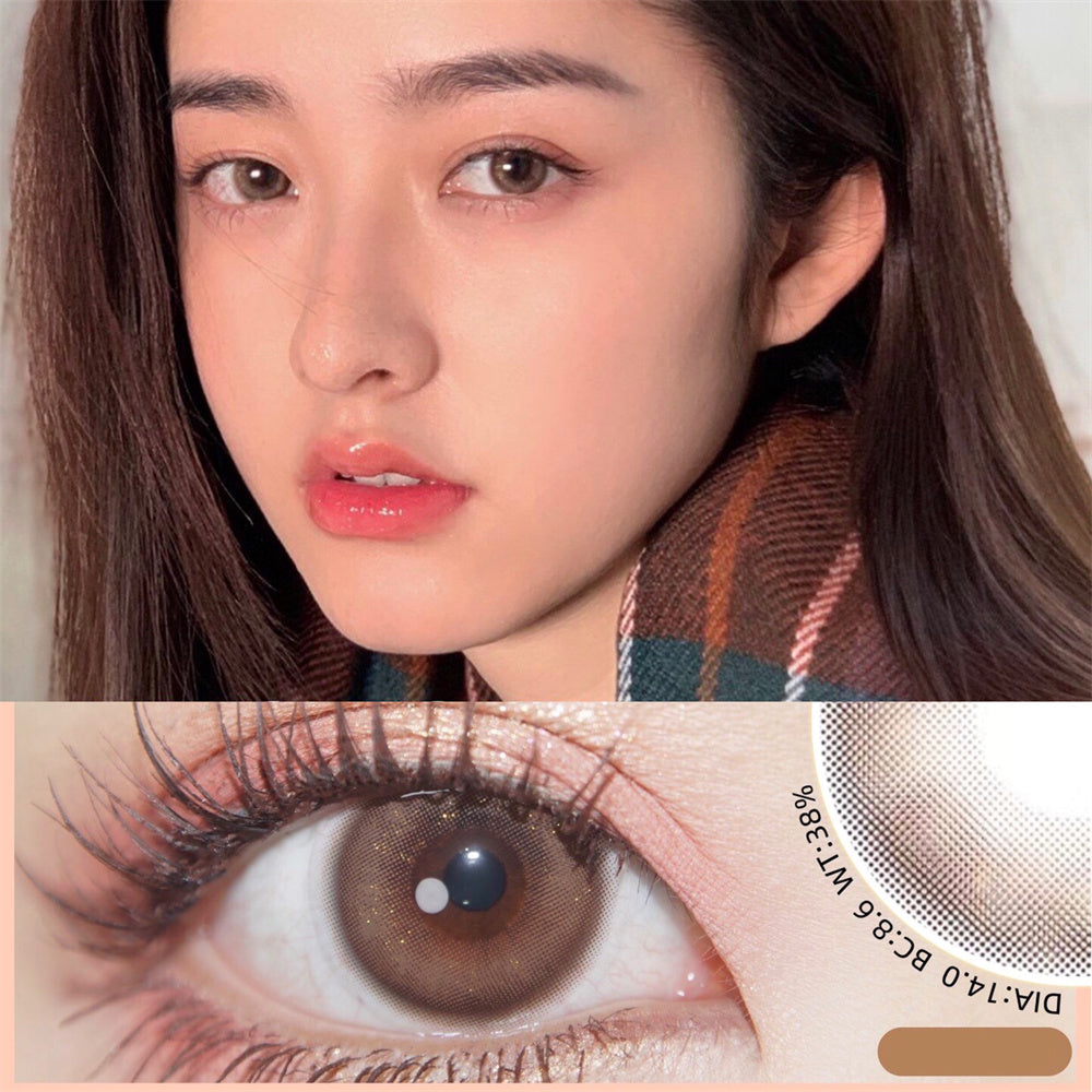 Morningcon Chestnut milk coffee Colored Contact Lenses For Eyes Half Yearly 2pcs