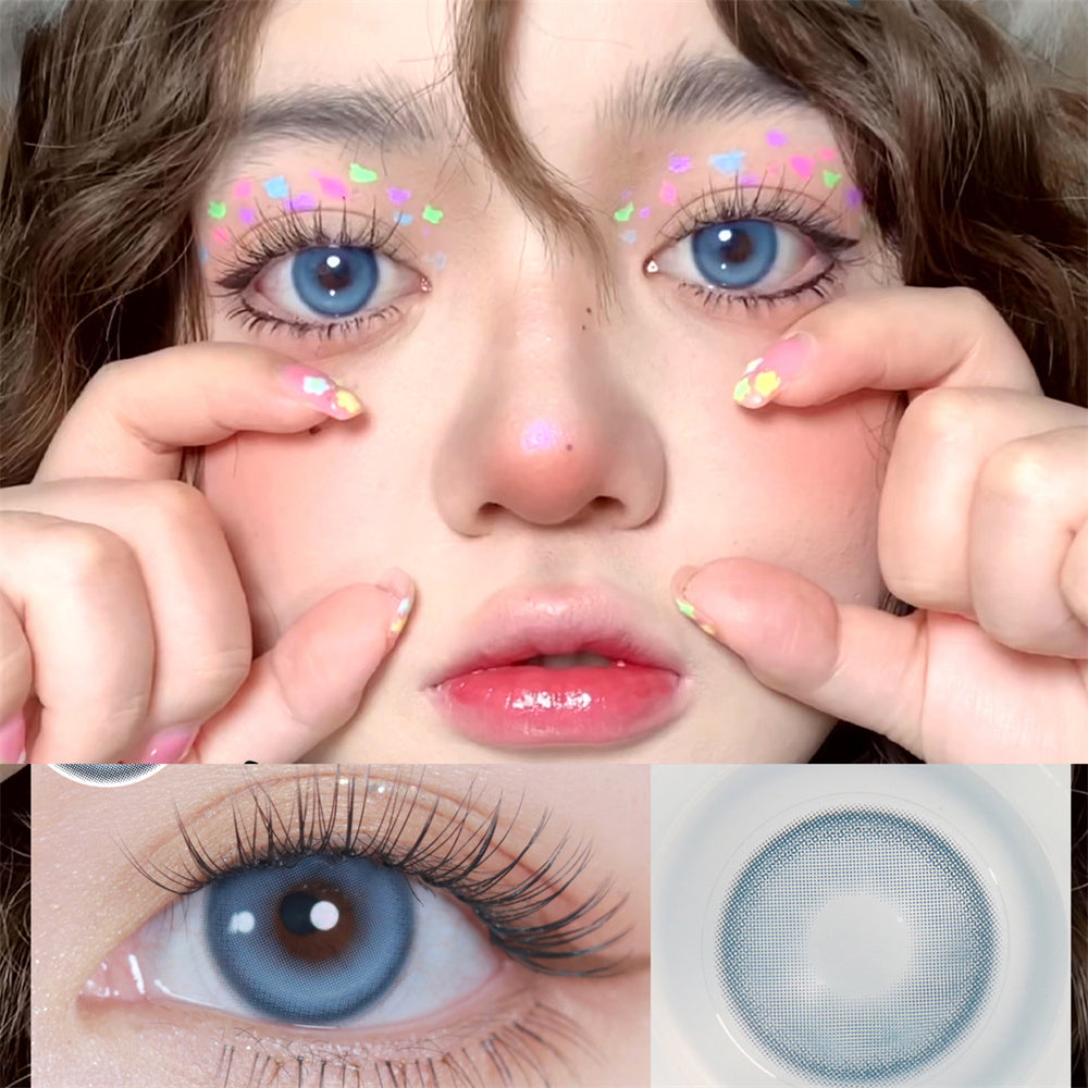 Morningcon Blue Coconut Custard Colored Contact Lenses For Eyes Half Yearly 2pcs