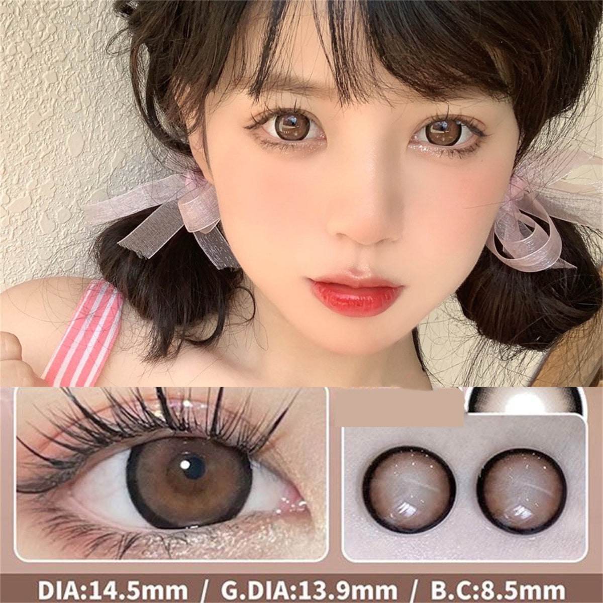 Morningcon Iced Black Tea Brown Colored Contact Lenses For Eyes Half Yearly 2pcs