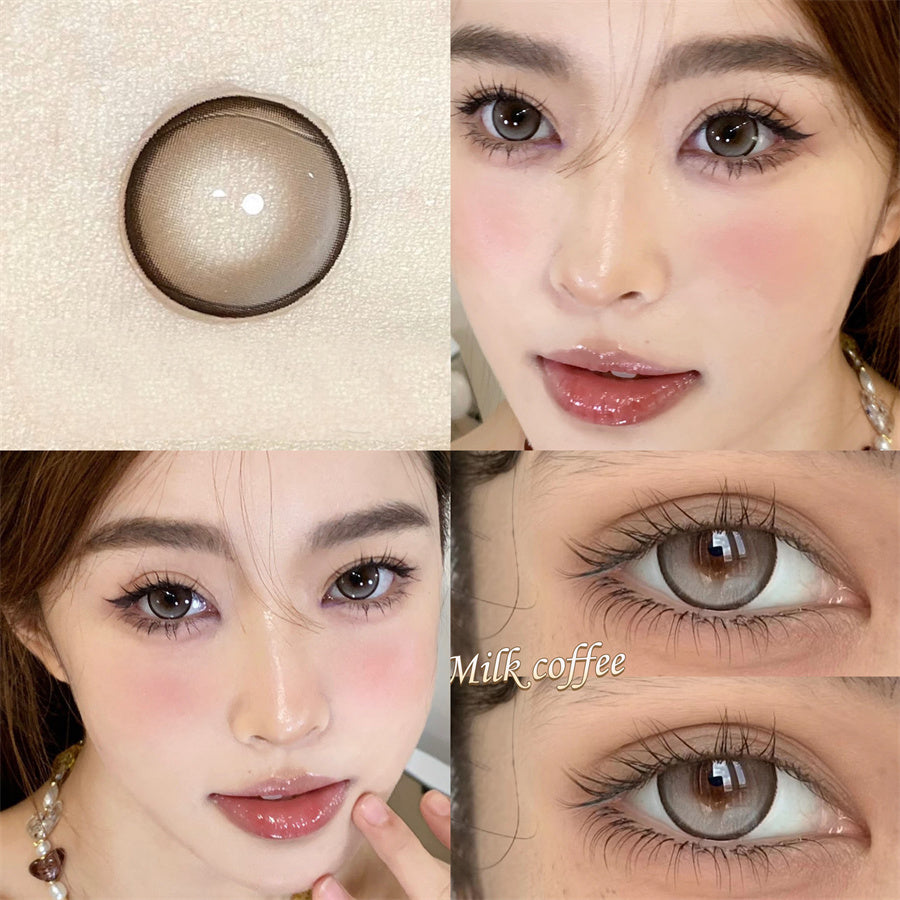 Morningcon Condensed Milk Coffee Colored Contact Lenses For Eyes Half Yearly 2pcs