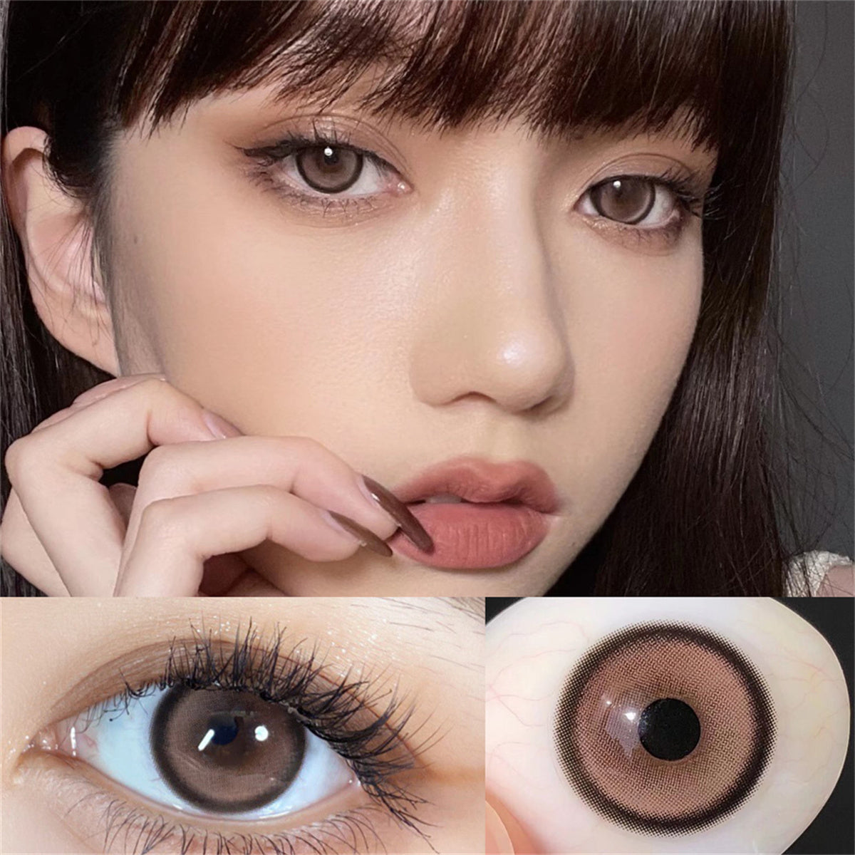 Morningcon Brown foam sandwich Colored Contact Lenses For Eyes Half Yearly 2pcs