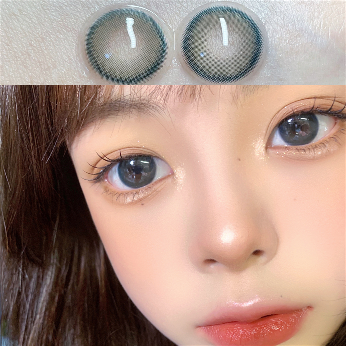 Morningcon Jade Blue shine Colored Contact Lenses For Eyes Half Yearly 2pcs