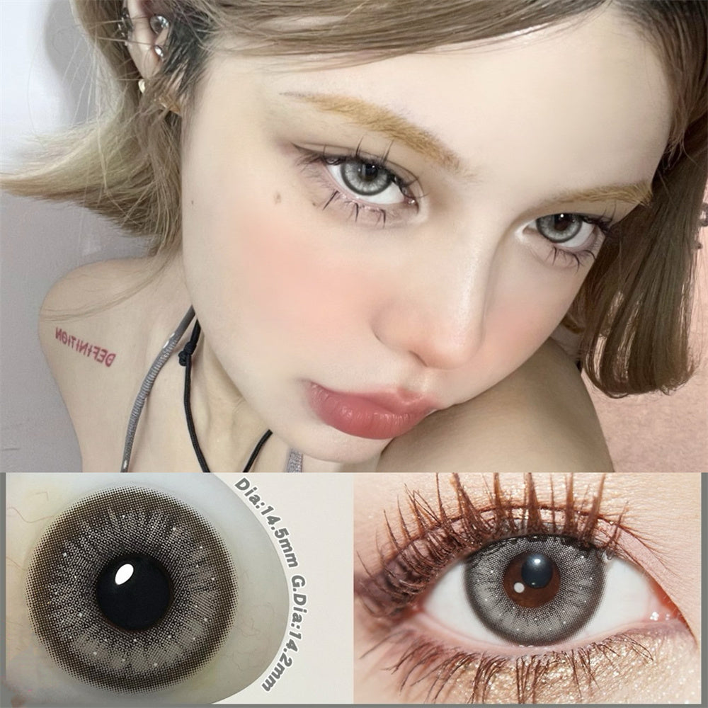 Morningcon Thai milk tea ash Colored Contact Lenses For Eyes Half Yearly 2pcs
