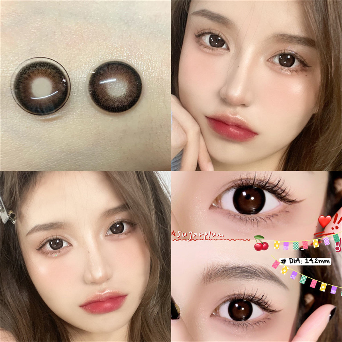 Morningcon Tropical raspberries Colored Contact Lenses For Eyes Half Yearly 2pcs