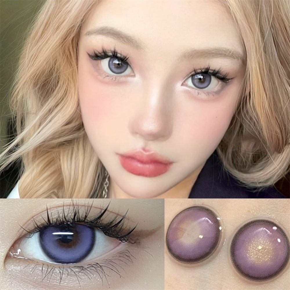 Morningcon Blue Coconut Custard Colored Contact Lenses For Eyes Half Yearly 2pcs