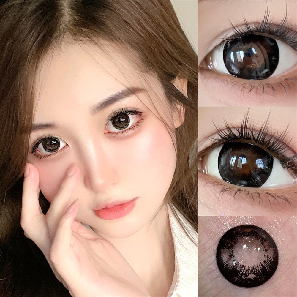 Morningcon Clear Skies Latte Black Colored Contact Lenses For Eyes Half Yearly 2pcs