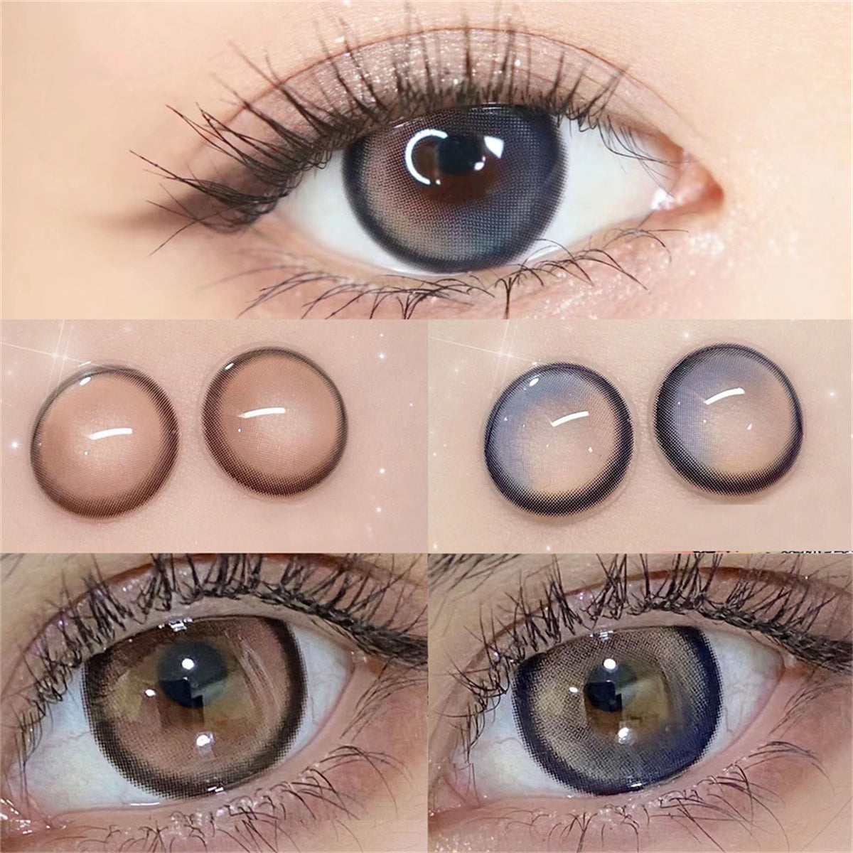 Morningcon Brown foam sandwich Colored Contact Lenses For Eyes Half Yearly 2pcs