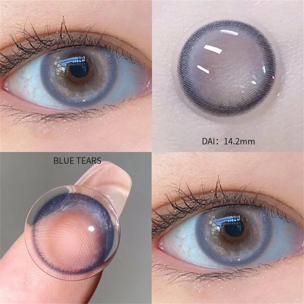 Morningcon Blue Tears Colored Contact Lenses For Eyes Half Yearly 2pcs