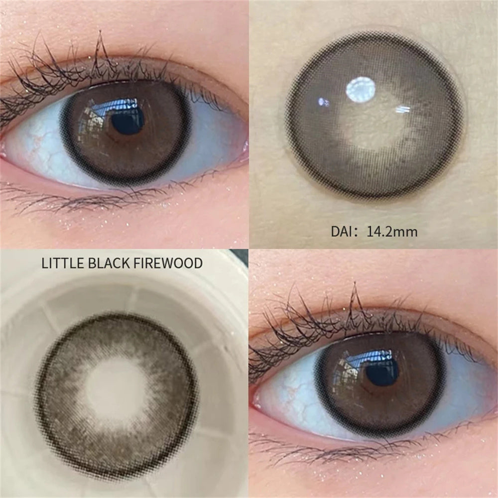 Morningcon Little Black Wood Colored Contact Lenses For Eyes Half Yearly 2pcs