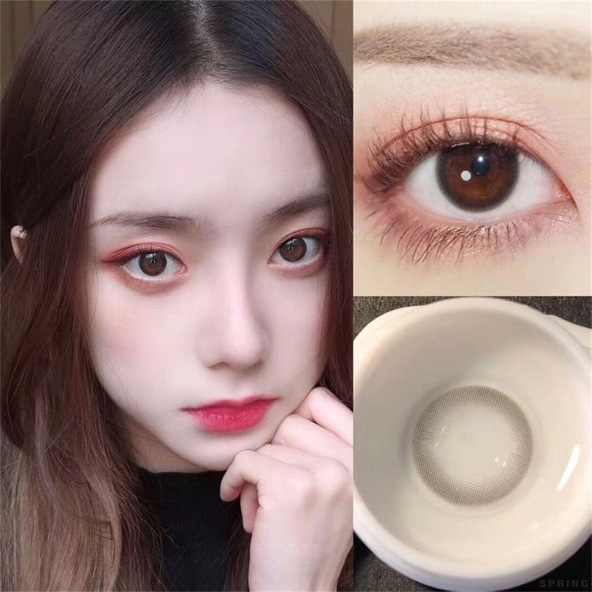 Morningcon Little Warm Coffee Colored Contact Lenses For Eyes Half Yearly 2pcs