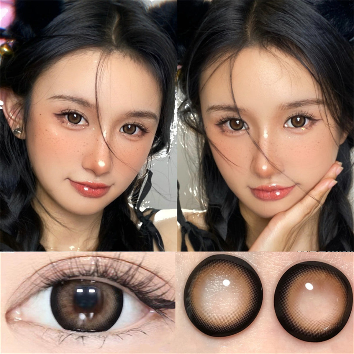 Morningcon Large slices of milk Colored Contact Lenses For Eyes Half Yearly 2pcs