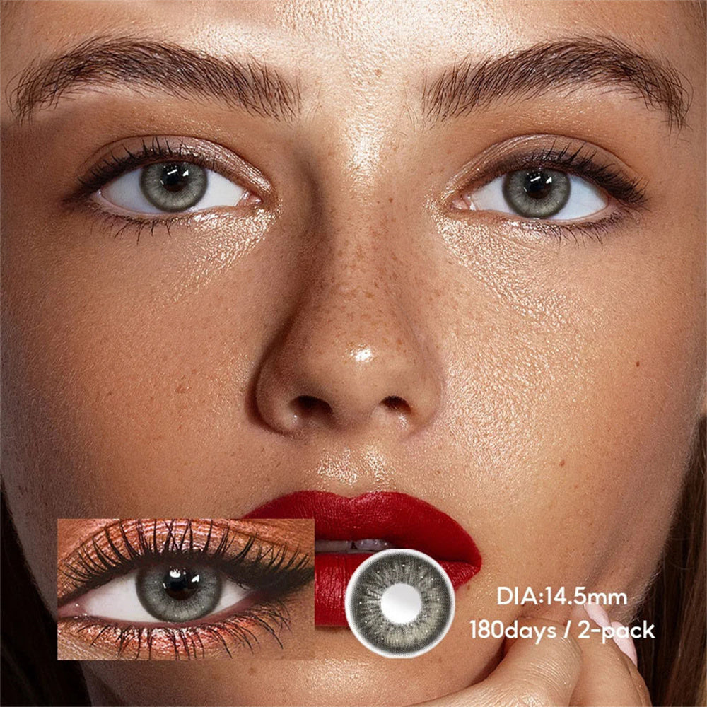 Morningcon Thai milk tea ash Colored Contact Lenses For Eyes Half Yearly 2pcs