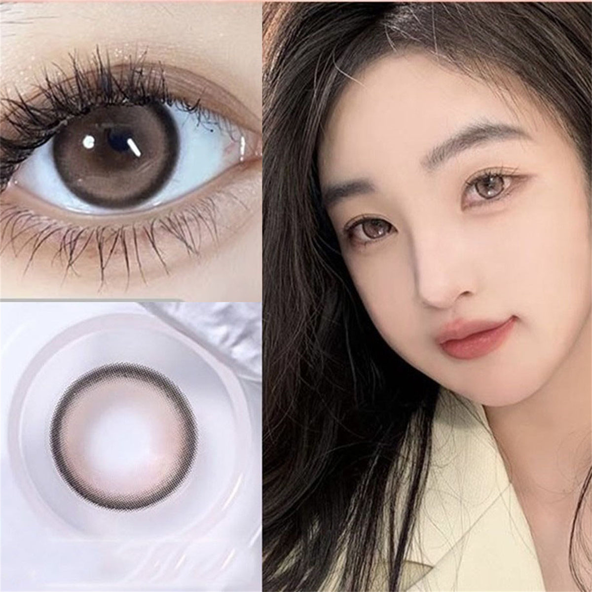 Morningcon Brown foam sandwich Colored Contact Lenses For Eyes Half Yearly 2pcs