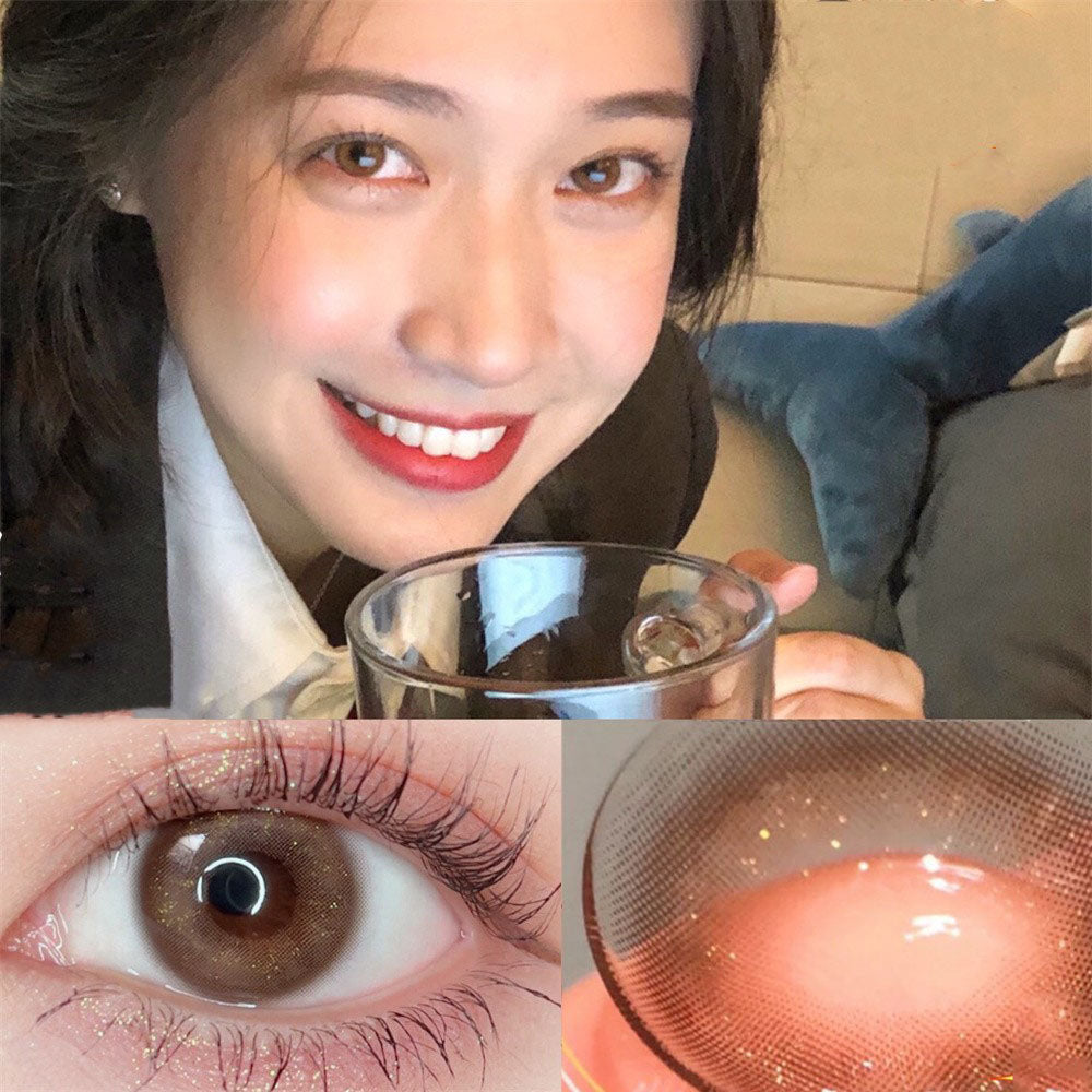 Morningcon Chestnut milk coffee Colored Contact Lenses For Eyes Half Yearly 2pcs