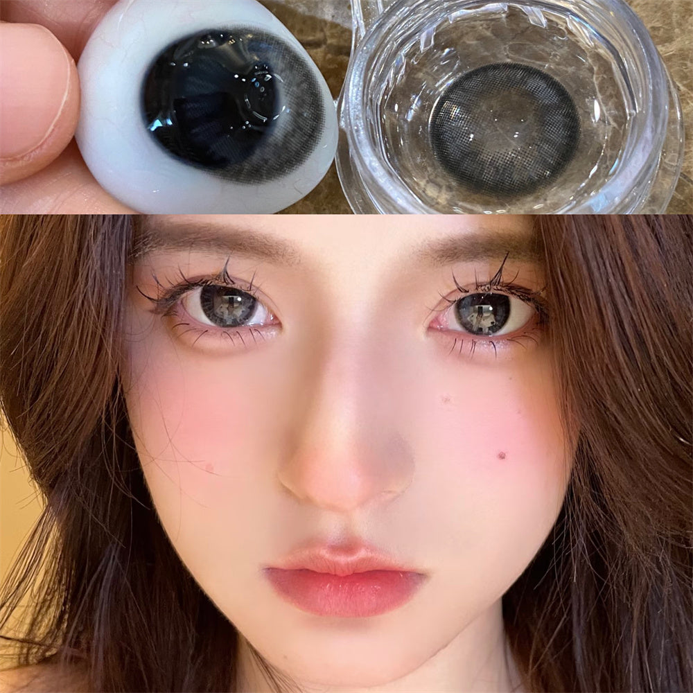Morningcon Cute egg black Colored Contact Lenses For Eyes Half Yearly 2pcs
