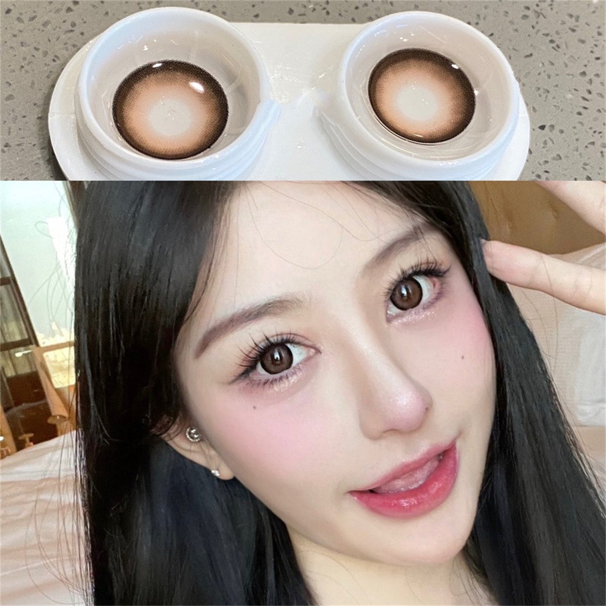 Morningcon Iced Black Tea Brown Colored Contact Lenses For Eyes Half Yearly 2pcs