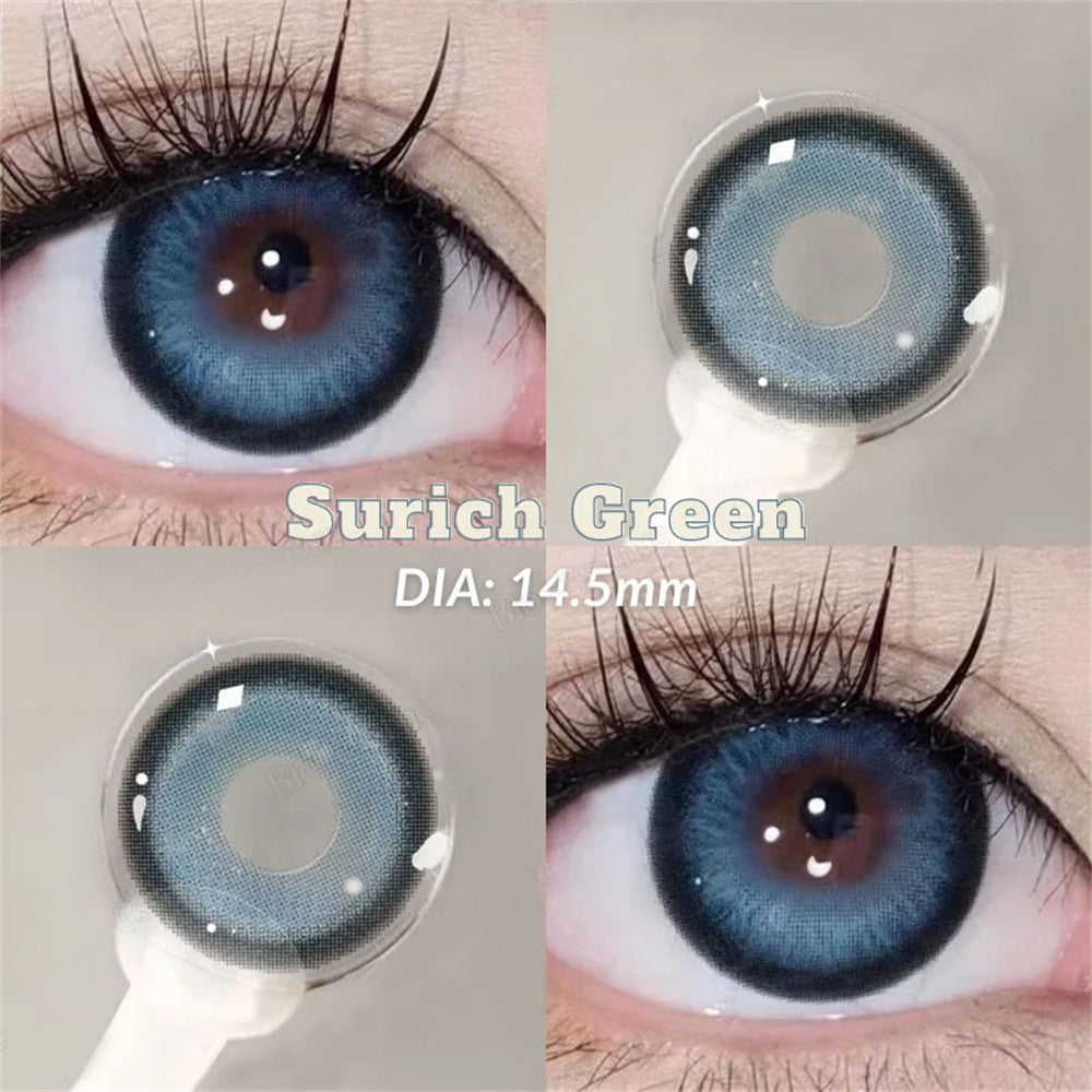 Morningcon Zurich Green Colored Contact Lenses For Eyes Half Yearly 2pcs
