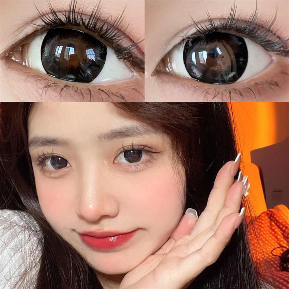 Morningcon Clear Skies Latte Black Colored Contact Lenses For Eyes Half Yearly 2pcs
