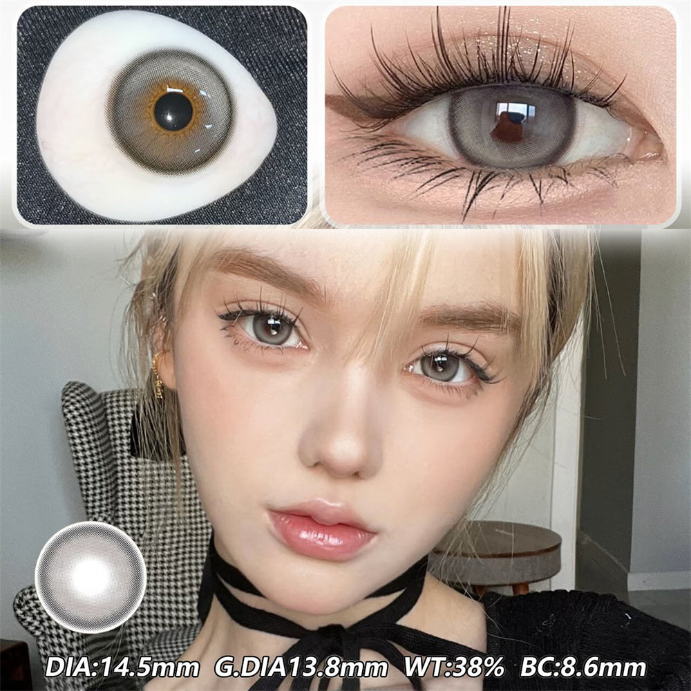 Morningcon Blue Coconut Custard Colored Contact Lenses For Eyes Half Yearly 2pcs