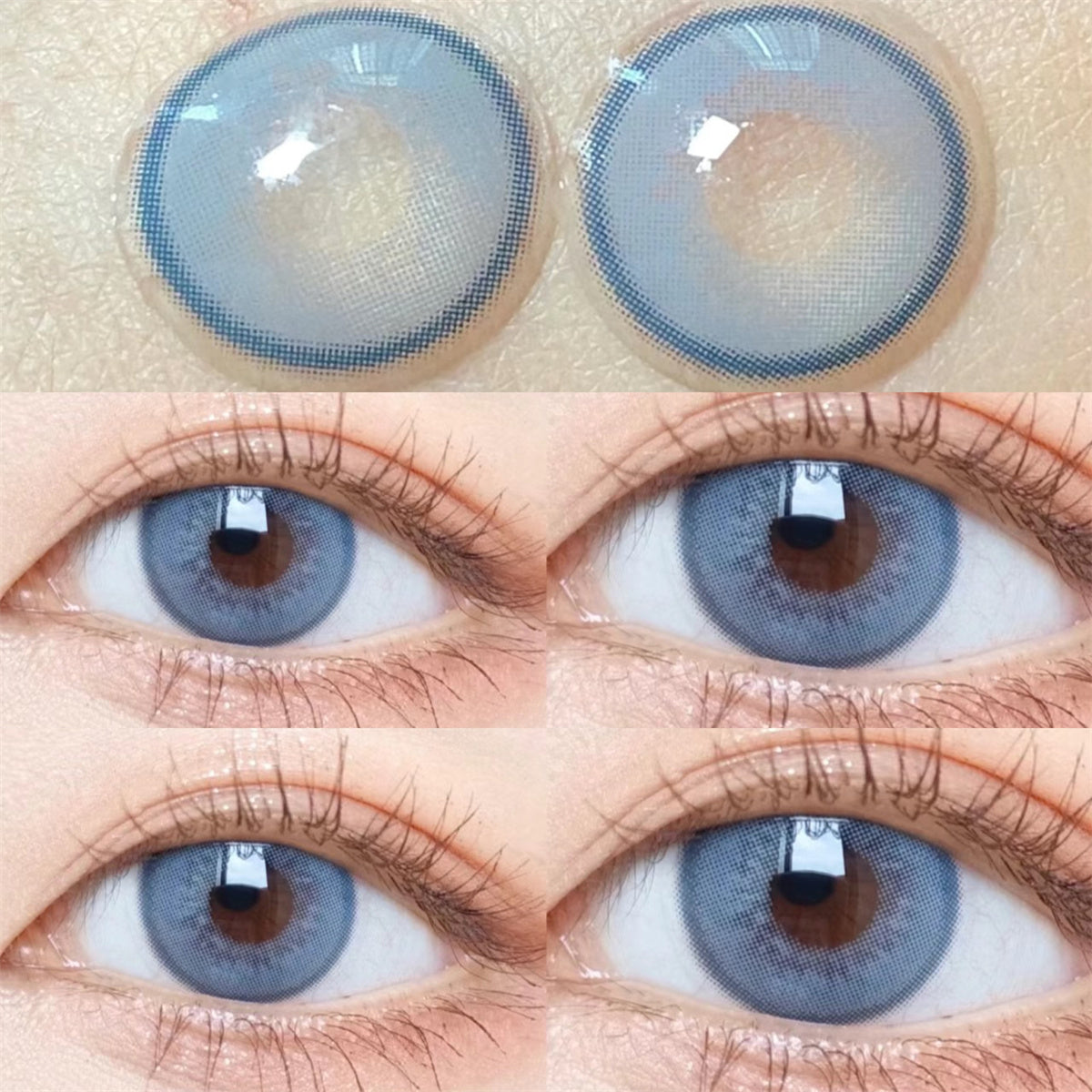 Morningcon Kitty Blue Colored Contact Lenses For Eyes Half Yearly 2pcs