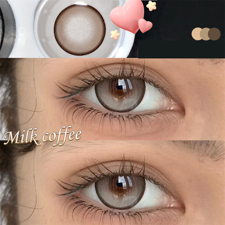 Morningcon Condensed Milk Coffee Colored Contact Lenses For Eyes Half Yearly 2pcs