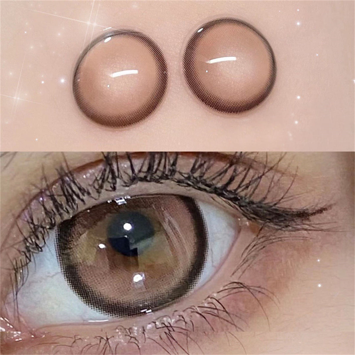 Morningcon Brown foam sandwich Colored Contact Lenses For Eyes Half Yearly 2pcs