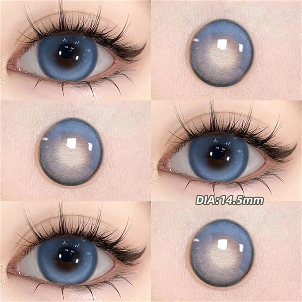 Morningcon Blue Coconut Custard Colored Contact Lenses For Eyes Half Yearly 2pcs